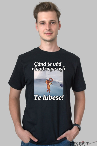 Tricou Tom Si Jerry Cand te vad ca intrii pe usa barbat negru