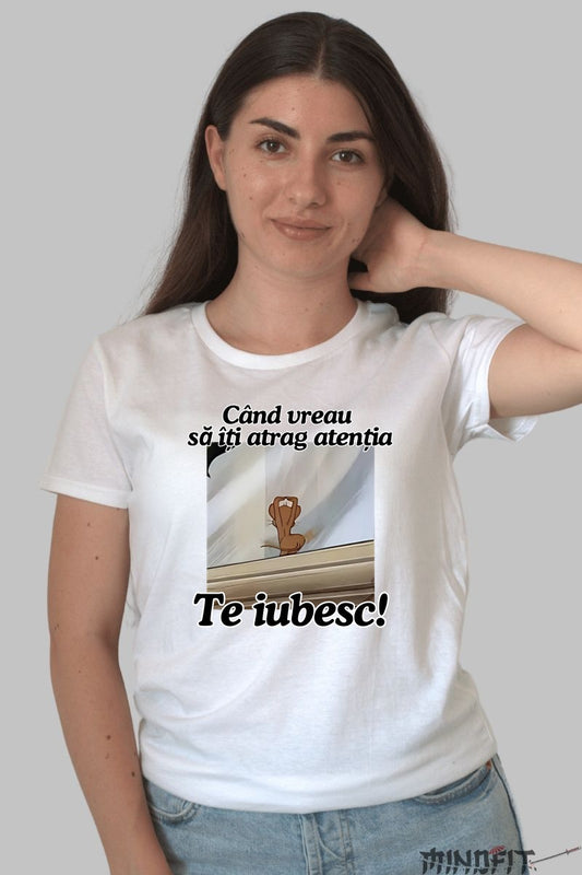 Tricou Tom Si Jerry Cand vreau sa iti atrag atentia dama alb