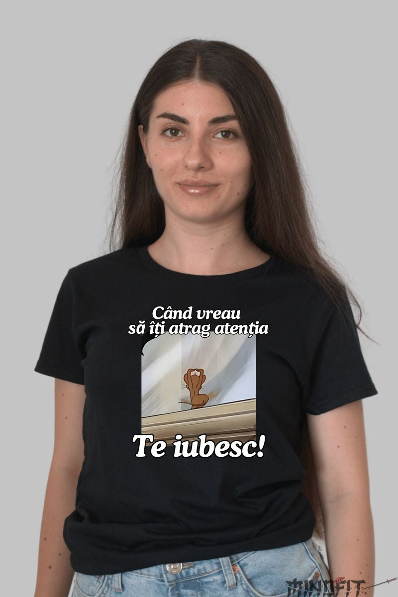 Tricou Tom Si Jerry Cand vreau sa iti atrag atentia dama negru