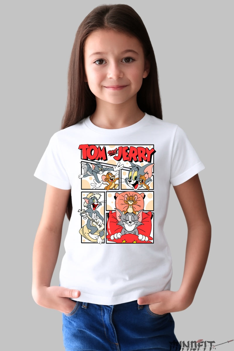 Tricou Tom si Jerry - Cartoon Network fata alb