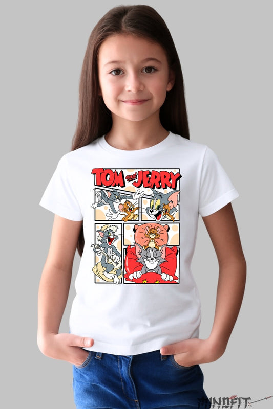 Tricou Tom si Jerry - Cartoon Network fata alb