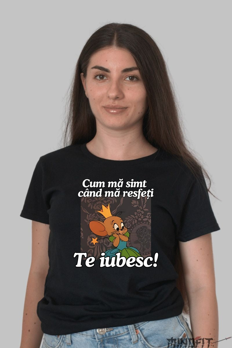 Tricou Tom Si Jerry Cum ma simt cand ma resfeti dama negru