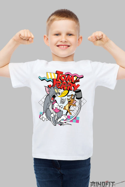 Tricou Tom si Jerry Retro - Cartoon Network baiat alb