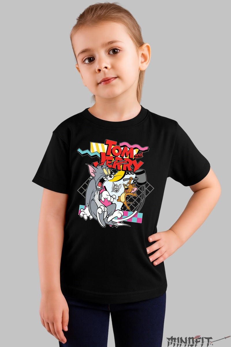 Tricou Tom si Jerry Retro - Cartoon Network fata negru