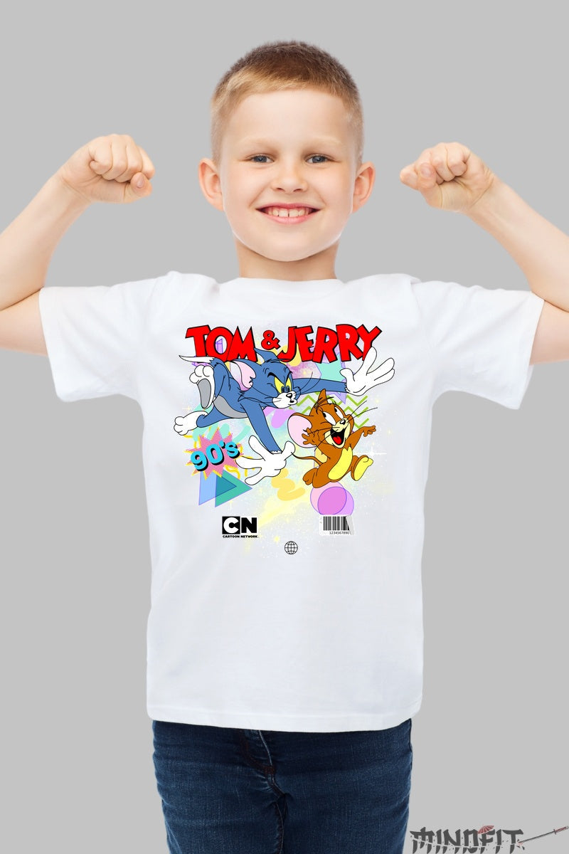 Tricou Tom si Jerry Retro - Cartoon Network baiat alb