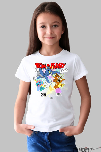 Tricou Tom si Jerry Retro - Cartoon Network fata alb