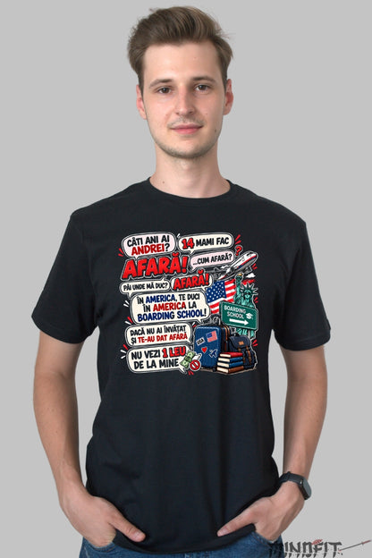 Tricou unisex Afara Te Duci In America barbat negru