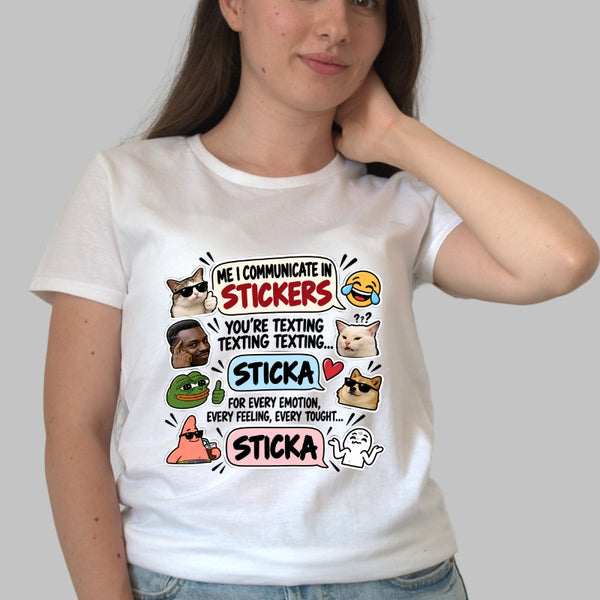 Tricou Amuzant - Eu Comunic Prin Stickere