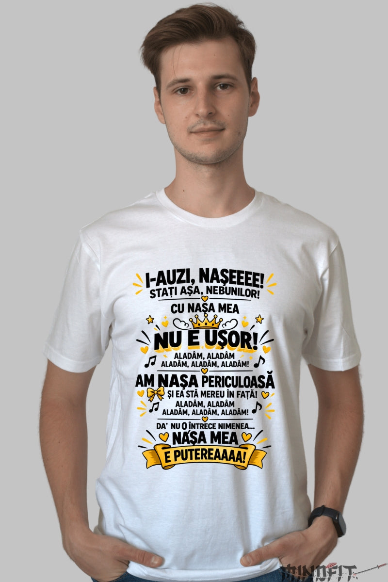 Tricou unisex Nasa Mea E Puterea barbat alb