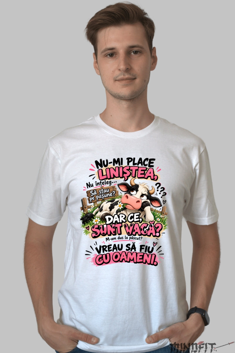 Tricou unisex Nu-Mi Place Linistea barbat alb