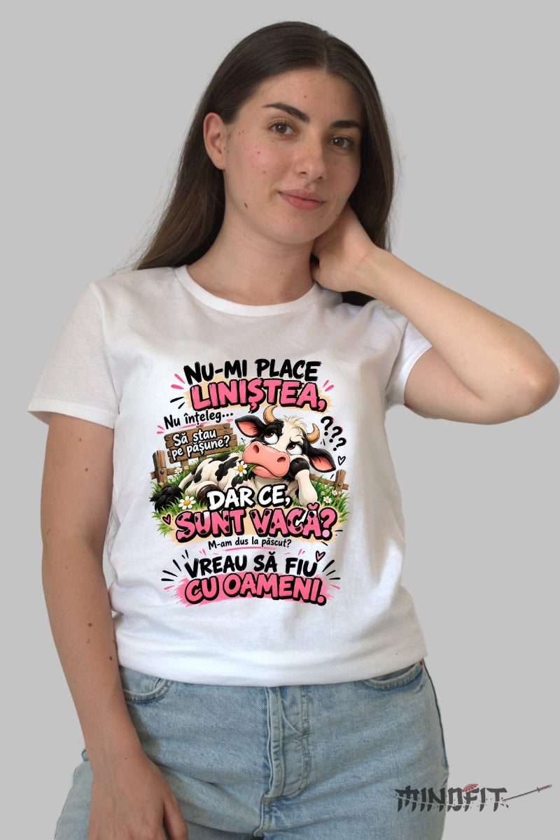 Tricou unisex Nu-Mi Place Linistea dama alb
