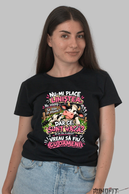 Tricou unisex Nu-Mi Place Linistea dama negru