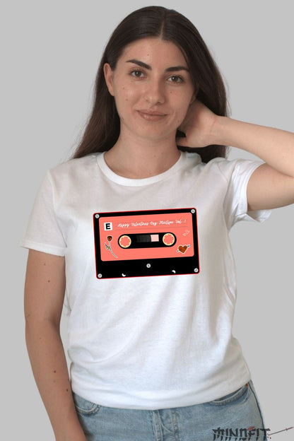 Tricou Valentine's Day - Caseta Mixtape Vol. 1 Dragoste dama alb