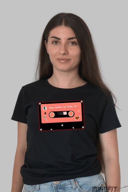Tricou Valentine's Day - Caseta Mixtape Vol. 1 Dragoste dama negru