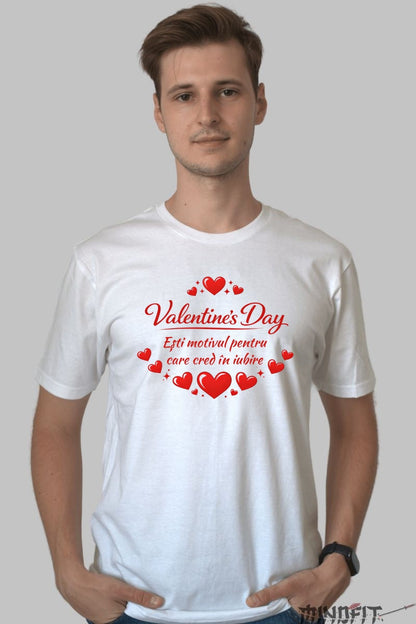 Tricou Valentine's Day - Cred in Iubire barbat alb