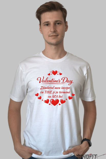 Tricou Valentine's Day Cu Mesaj Romantic barbat alb