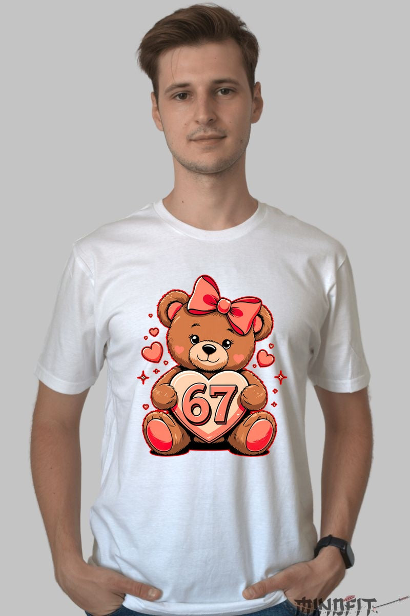 Tricou Valentine's Day Cu Ursulet - Inima Plina De Dragoste 67 barbat alb