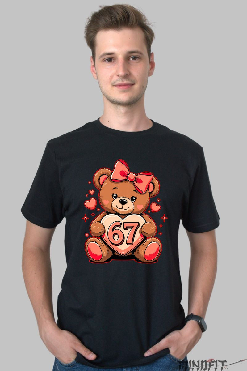 Tricou Valentine's Day Cu Ursulet - Inima Plina De Dragoste 67 barbat negru