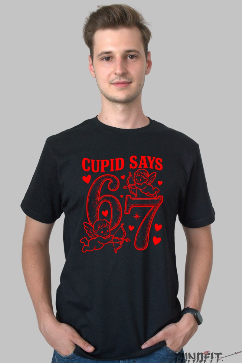 Tricou Valentine's Day - Cupid Says 67 barbat negru