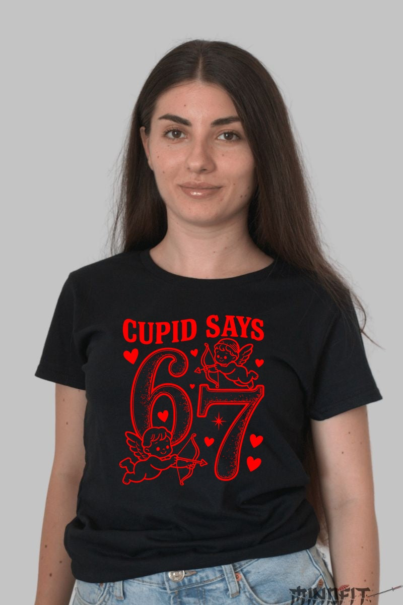 Tricou Valentine's Day - Cupid Says 67 dama negru