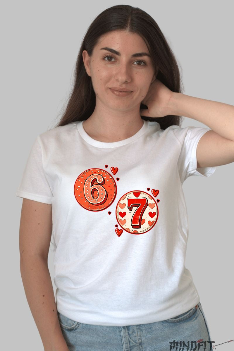 Tricou Valentine's Day Cuplu - 6 si 7, Impreuna Perfecti dama alb