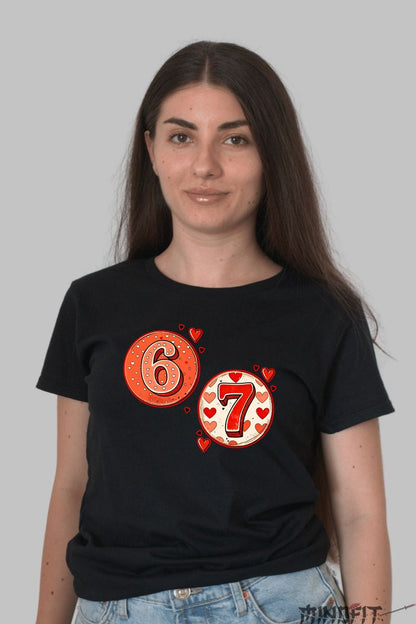 Tricou Valentine's Day Cuplu - 6 si 7, Impreuna Perfecti dama negru