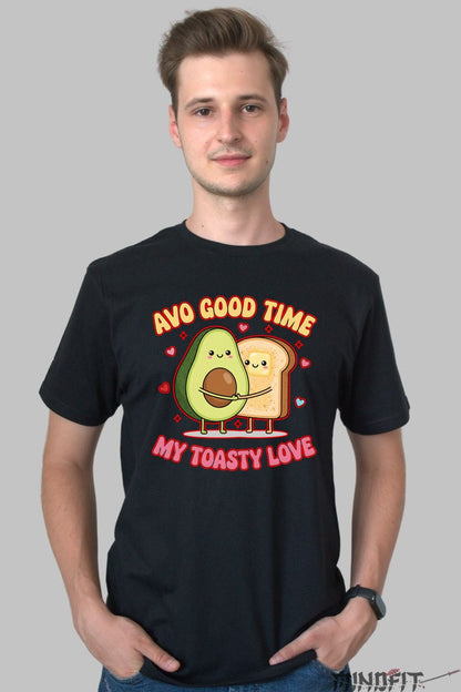 Tricou Valentine's Day Cuplu - Avo Good Time, My Toasty Love barbat negru