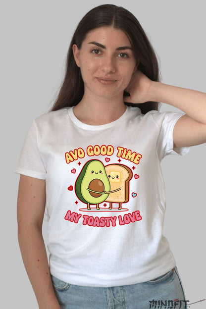 Tricou Valentine's Day Cuplu - Avo Good Time, My Toasty Love dama alb