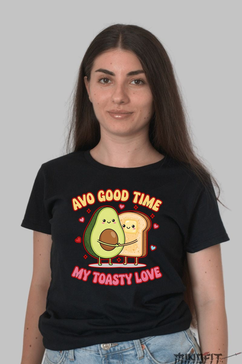 Tricou Valentine's Day Cuplu - Avo Good Time, My Toasty Love dama negru