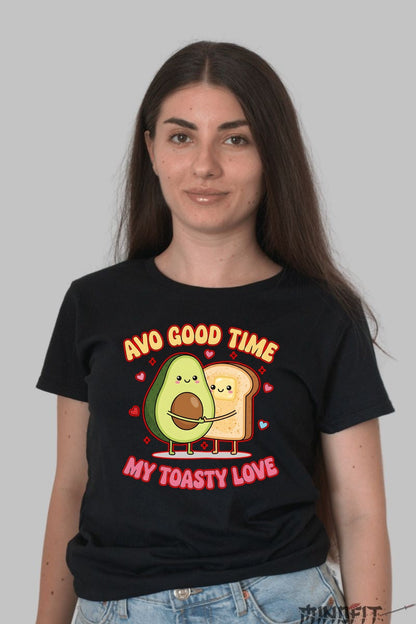 Tricou Valentine's Day Cuplu - Avo Good Time, My Toasty Love dama negru