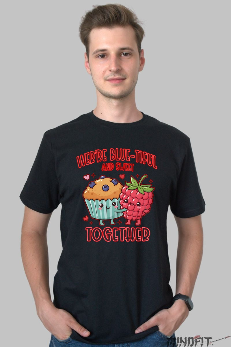 Tricou Valentine's Day Cuplu - Blue-tiful si Dulce Impreuna barbat negru