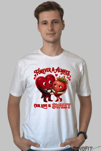 Tricou Valentine's Day Cuplu - Dragostea Noastra E Dulce barbat alb