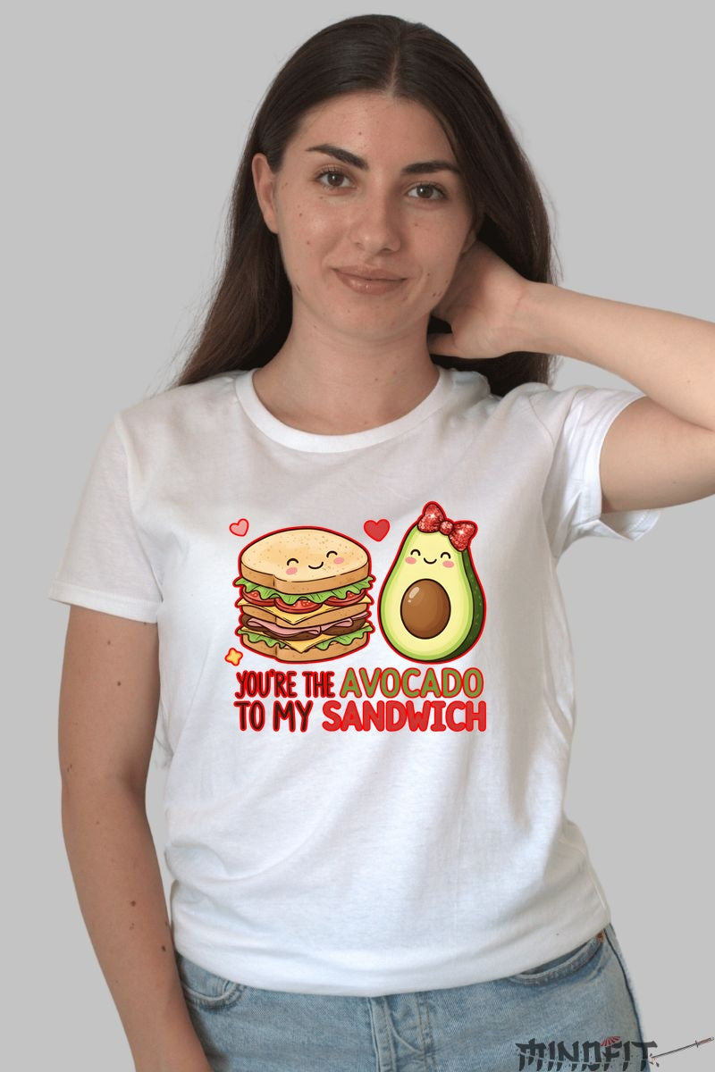 Tricou Valentine's Day Cuplu - Esti Avocado-ul Sandvisului Meu dama alb