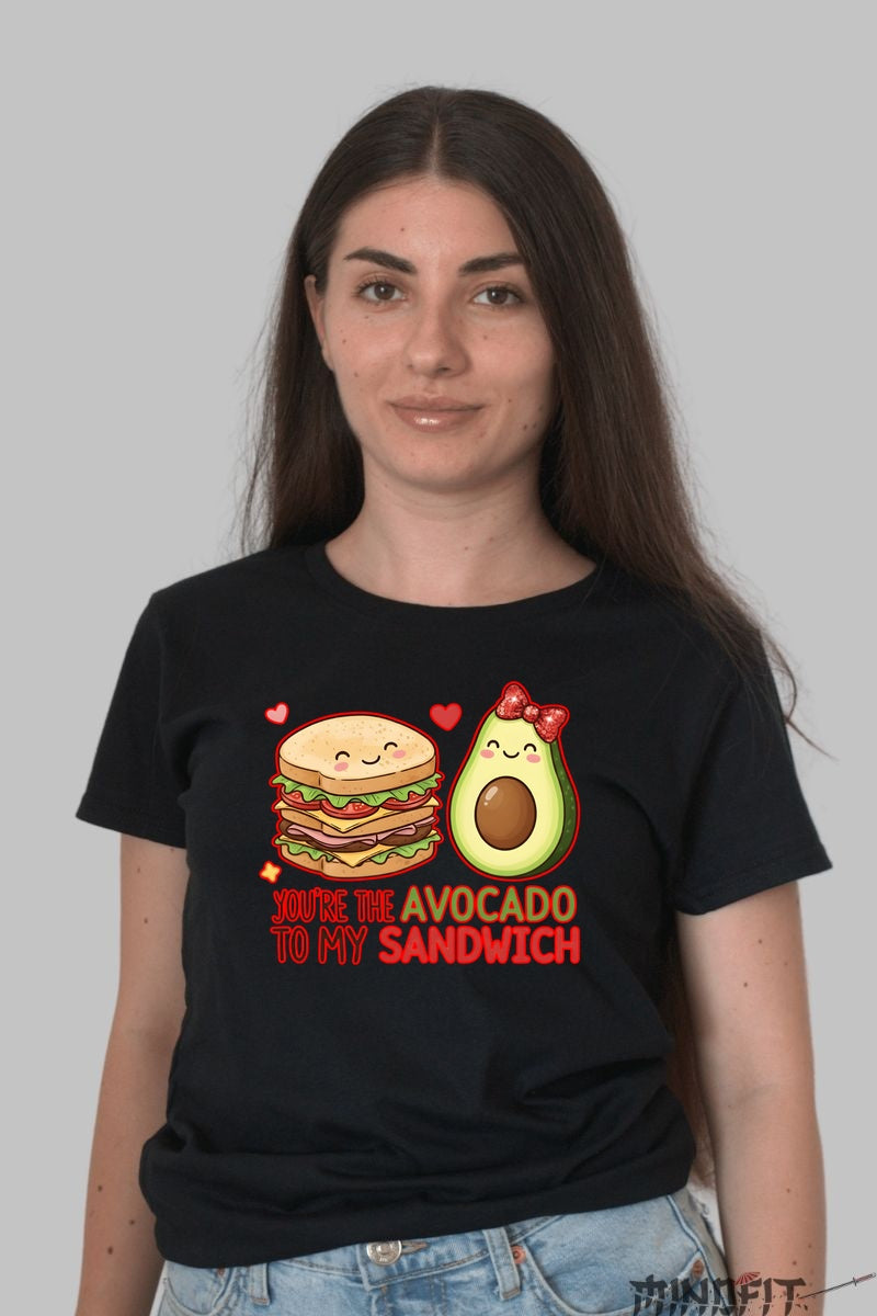 Tricou Valentine's Day Cuplu - Esti Avocado-ul Sandvisului Meu dama negru