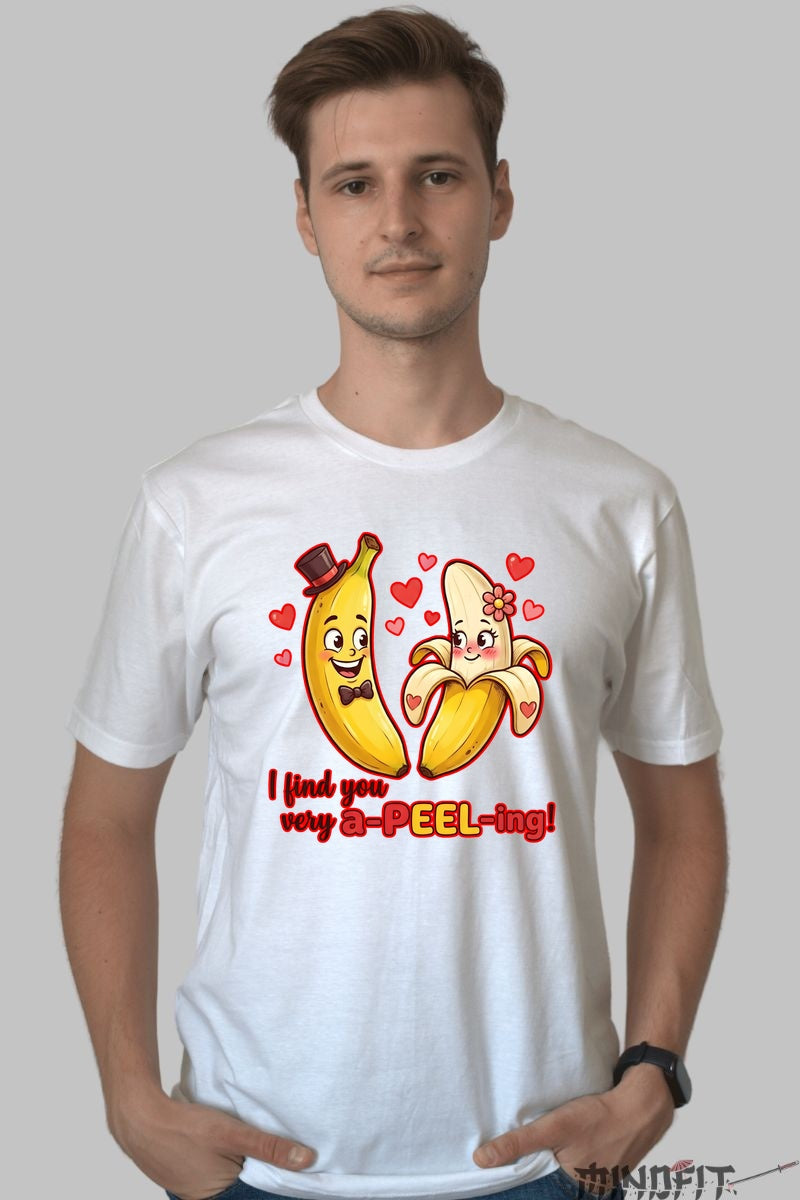 Tricou Valentine's Day Cuplu - I Find You Very A-PEEL-ing barbat alb