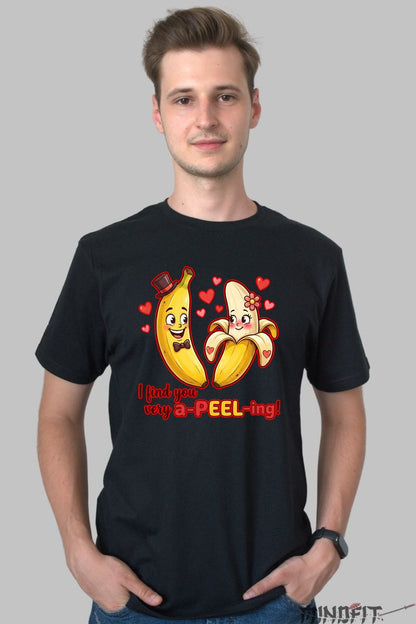 Tricou Valentine's Day Cuplu - I Find You Very A-PEEL-ing barbat negru