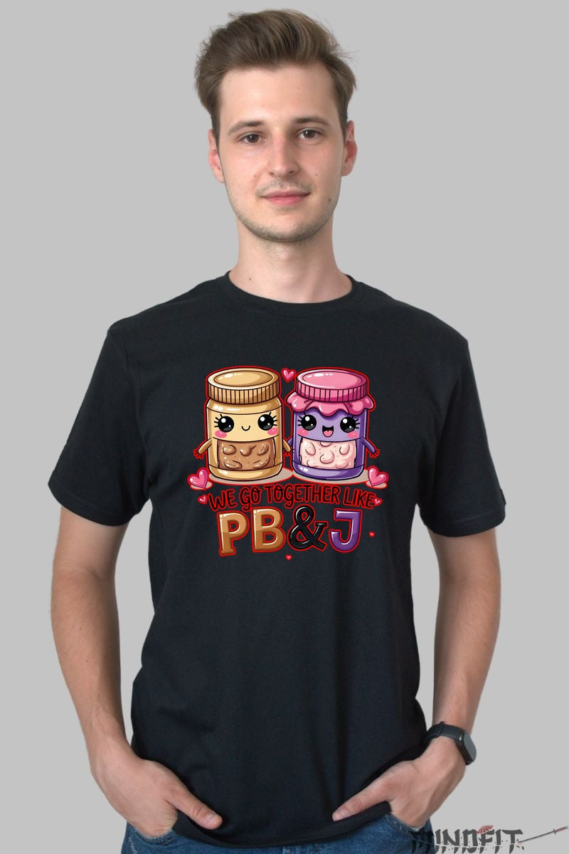 Tricou Valentine's Day Cuplu - Impreuna Ca PB&J barbat negru