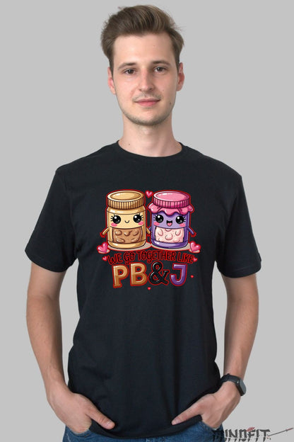 Tricou Valentine's Day Cuplu - Impreuna Ca PB&J barbat negru