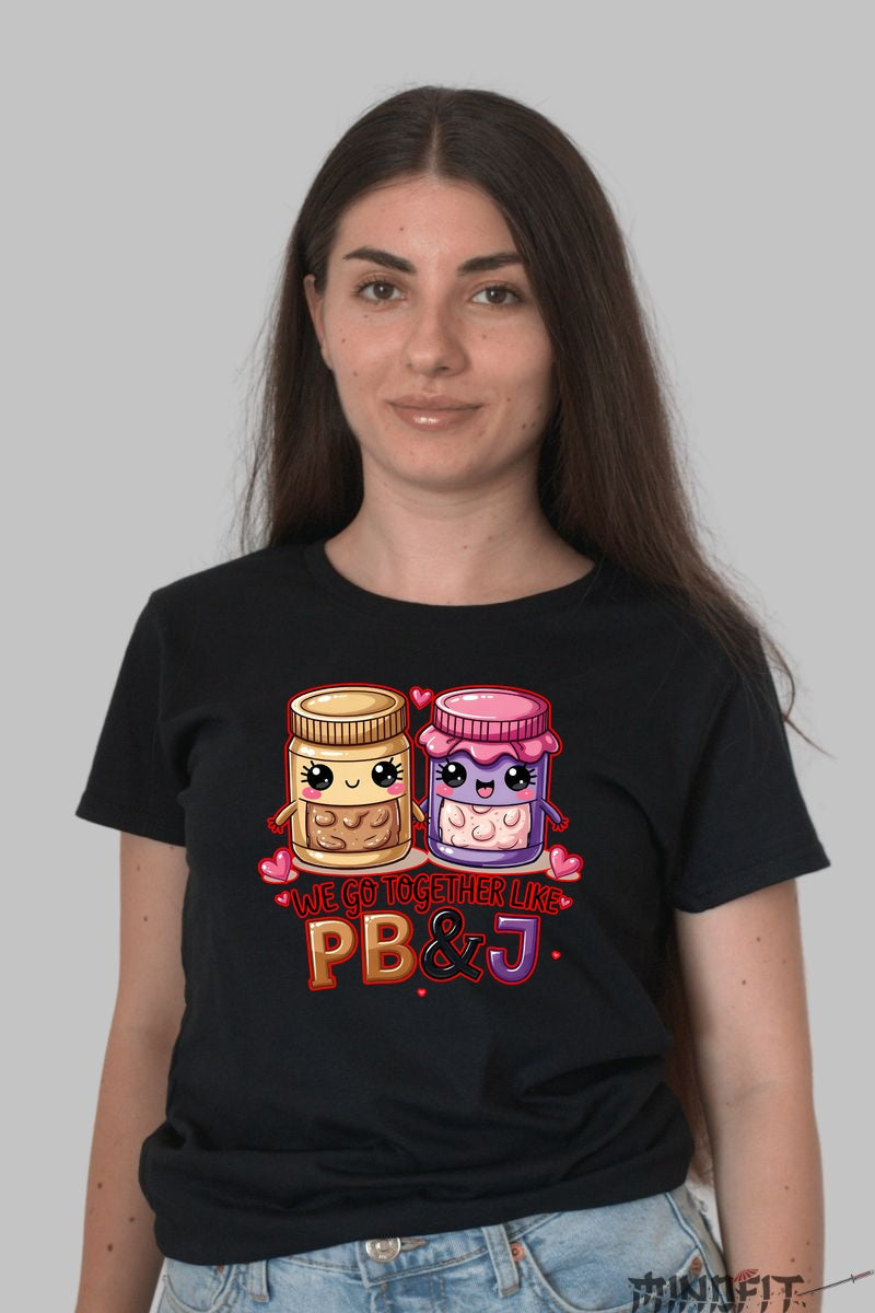 Tricou Valentine's Day Cuplu - Impreuna Ca PB&J dama negru