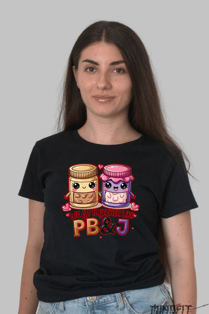 Tricou Valentine's Day Cuplu - Impreuna Ca PB&J dama negru