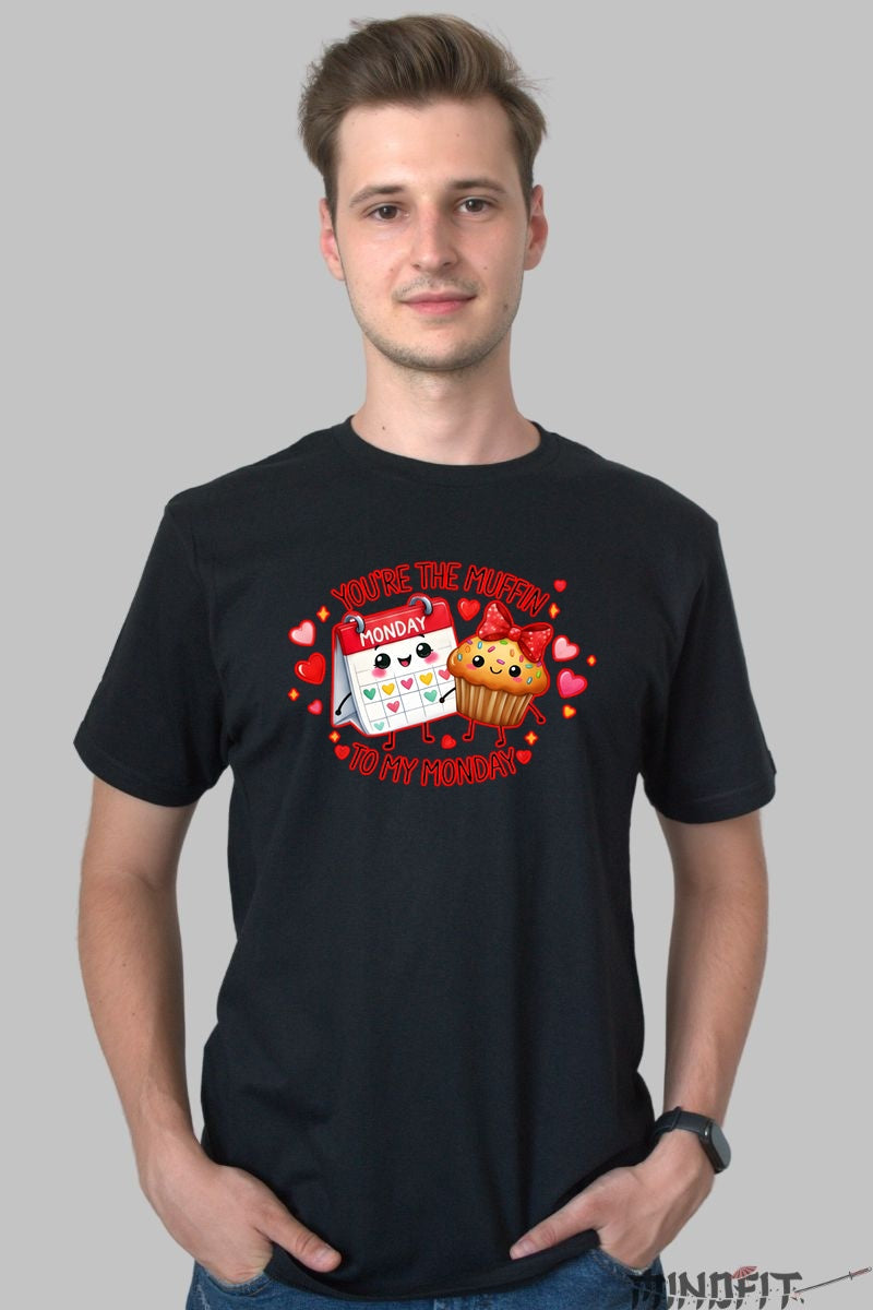 Tricou Valentine's Day Cuplu - Muffinul Zilei Mele de Luni barbat negru