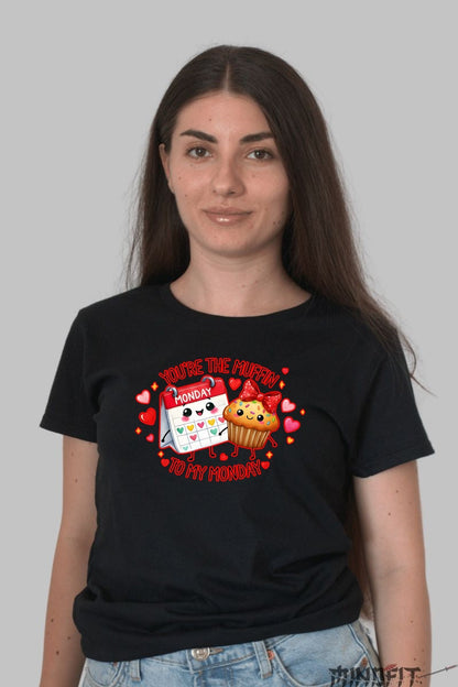Tricou Valentine's Day Cuplu - Muffinul Zilei Mele de Luni dama negru