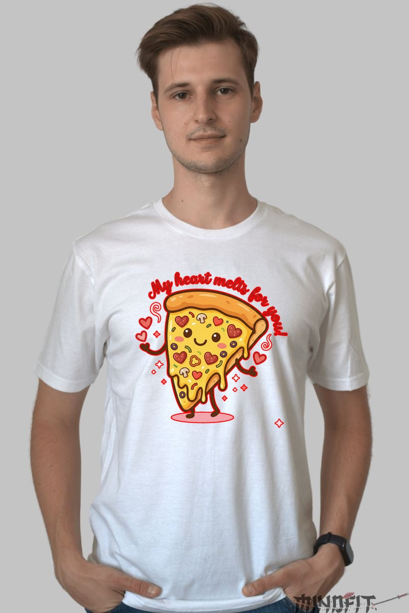 Tricou Valentine's Day Cuplu - My Heart Melts For You barbat alb