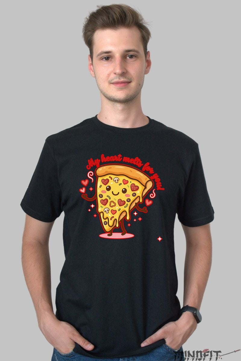 Tricou Valentine's Day Cuplu - My Heart Melts For You barbat negru