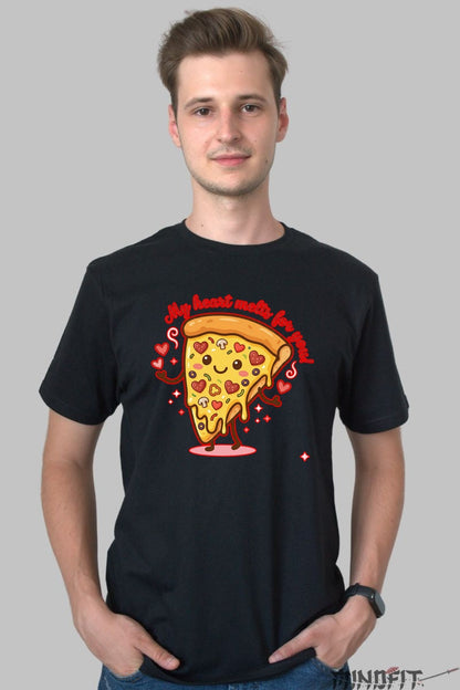 Tricou Valentine's Day Cuplu - My Heart Melts For You barbat negru
