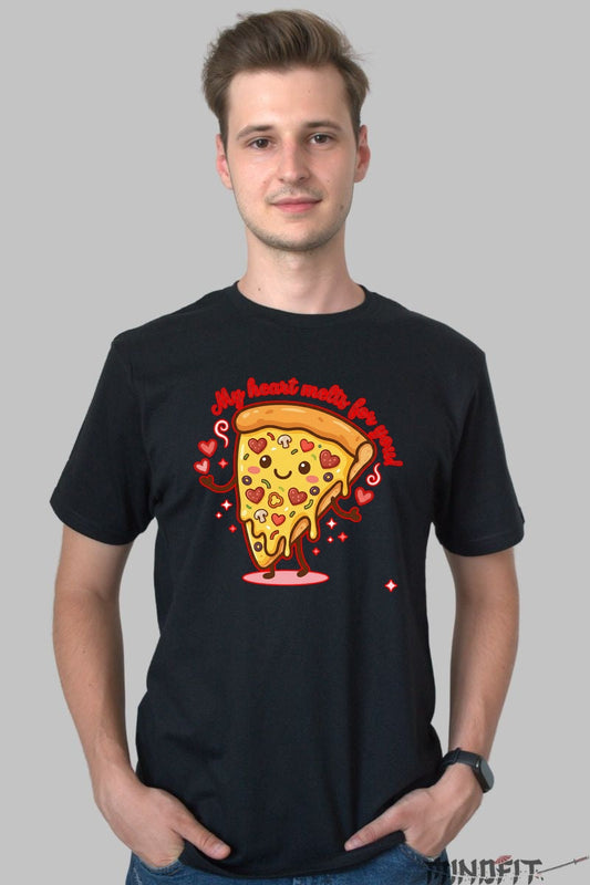 Tricou Valentine's Day Cuplu - My Heart Melts For You barbat negru