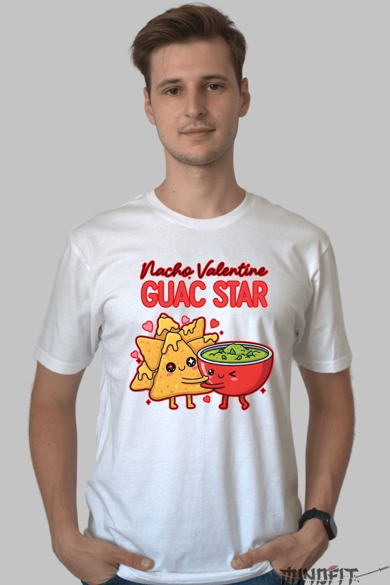 Tricou Valentine's Day Cuplu - Nacho Valentine Guac Star barbat alb