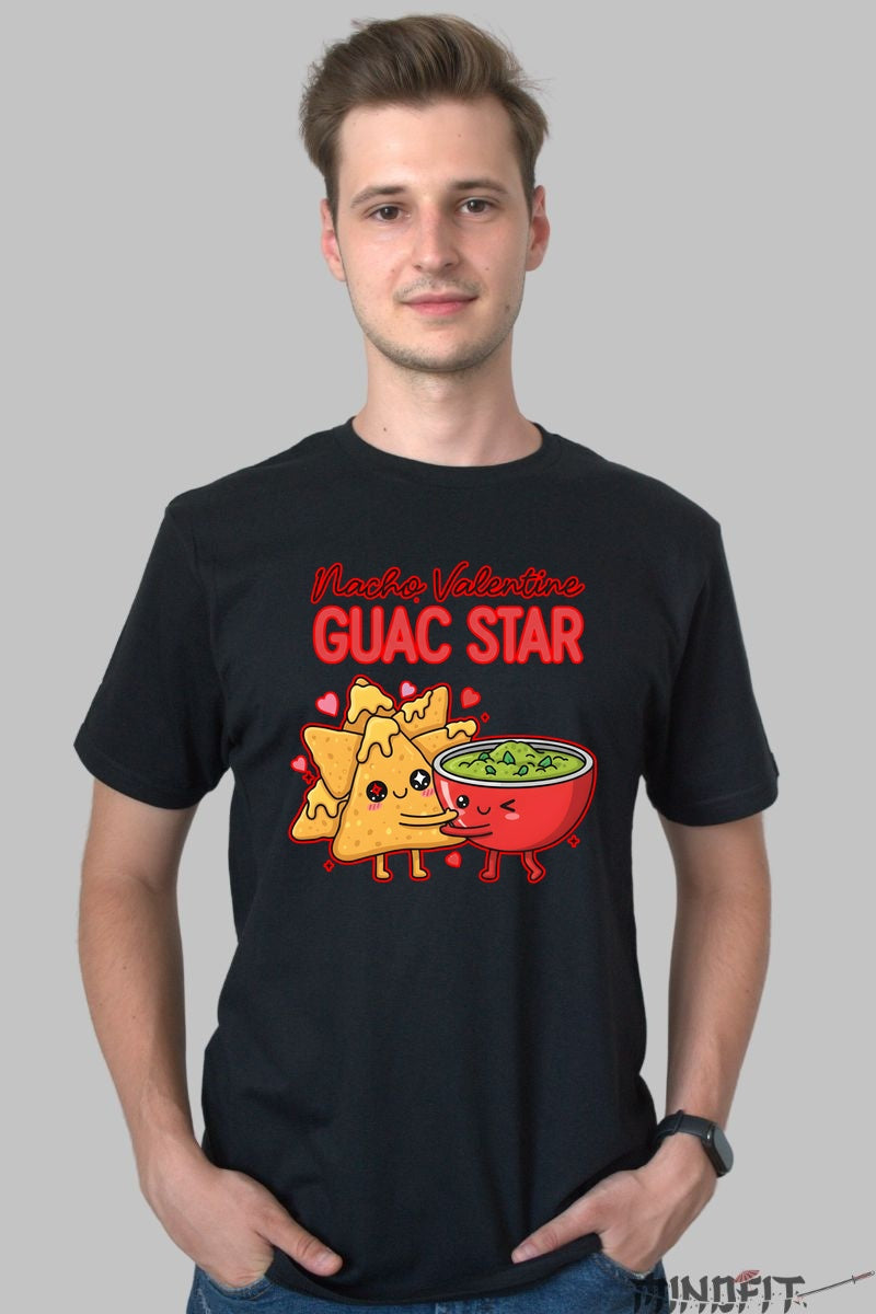 Tricou Valentine's Day Cuplu - Nacho Valentine Guac Star barbat negru