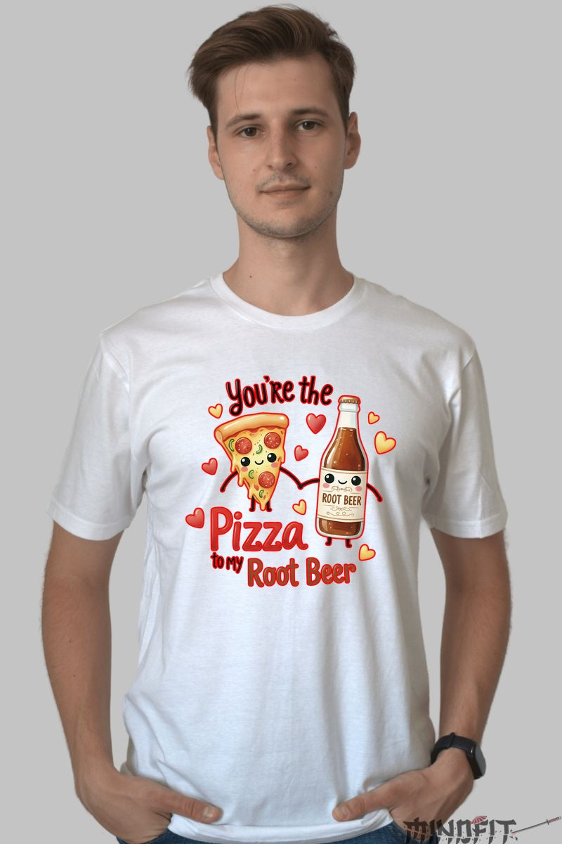 Tricou Valentine's Day Cuplu - Pizza Pentru Berea Mea barbat alb