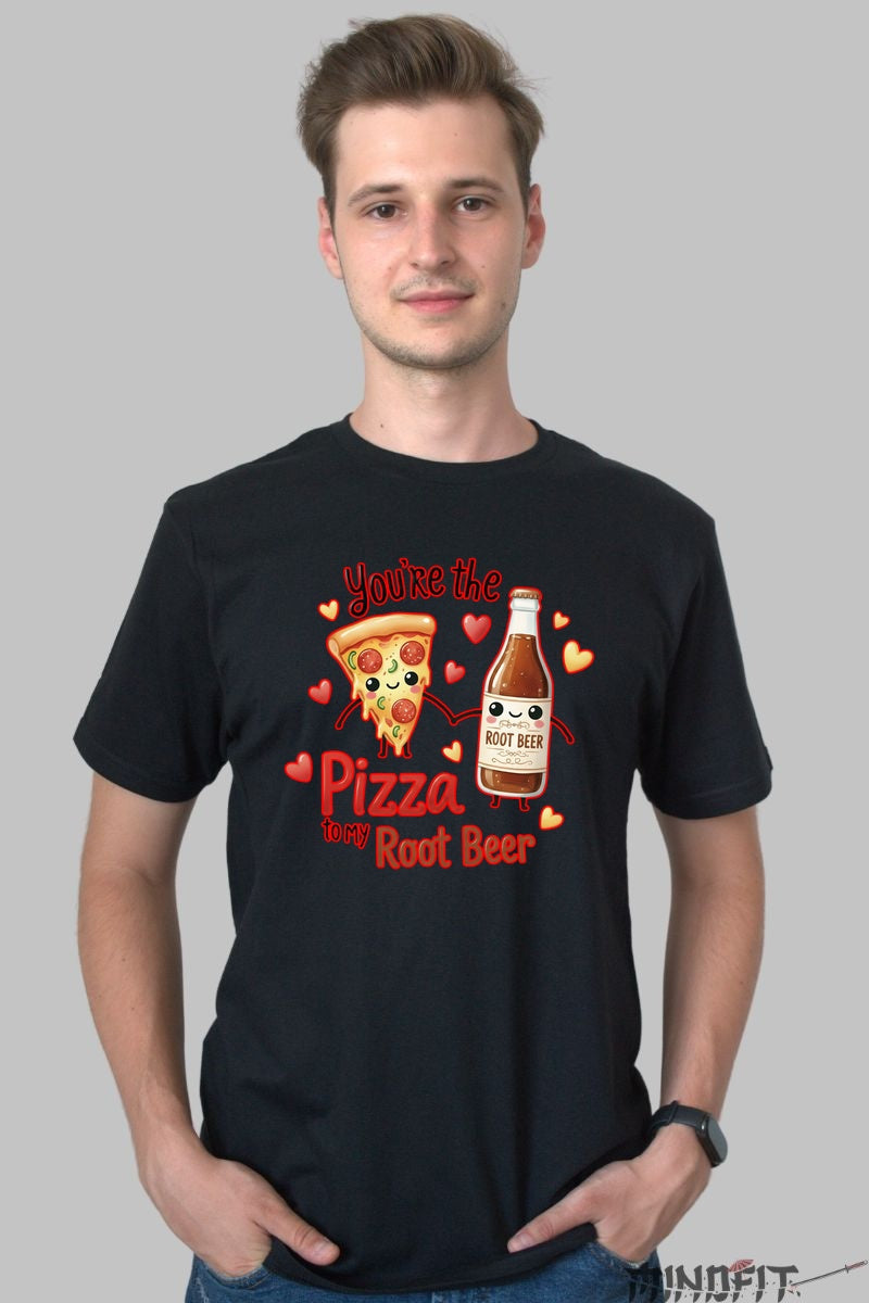 Tricou Valentine's Day Cuplu - Pizza Pentru Berea Mea barbat negru